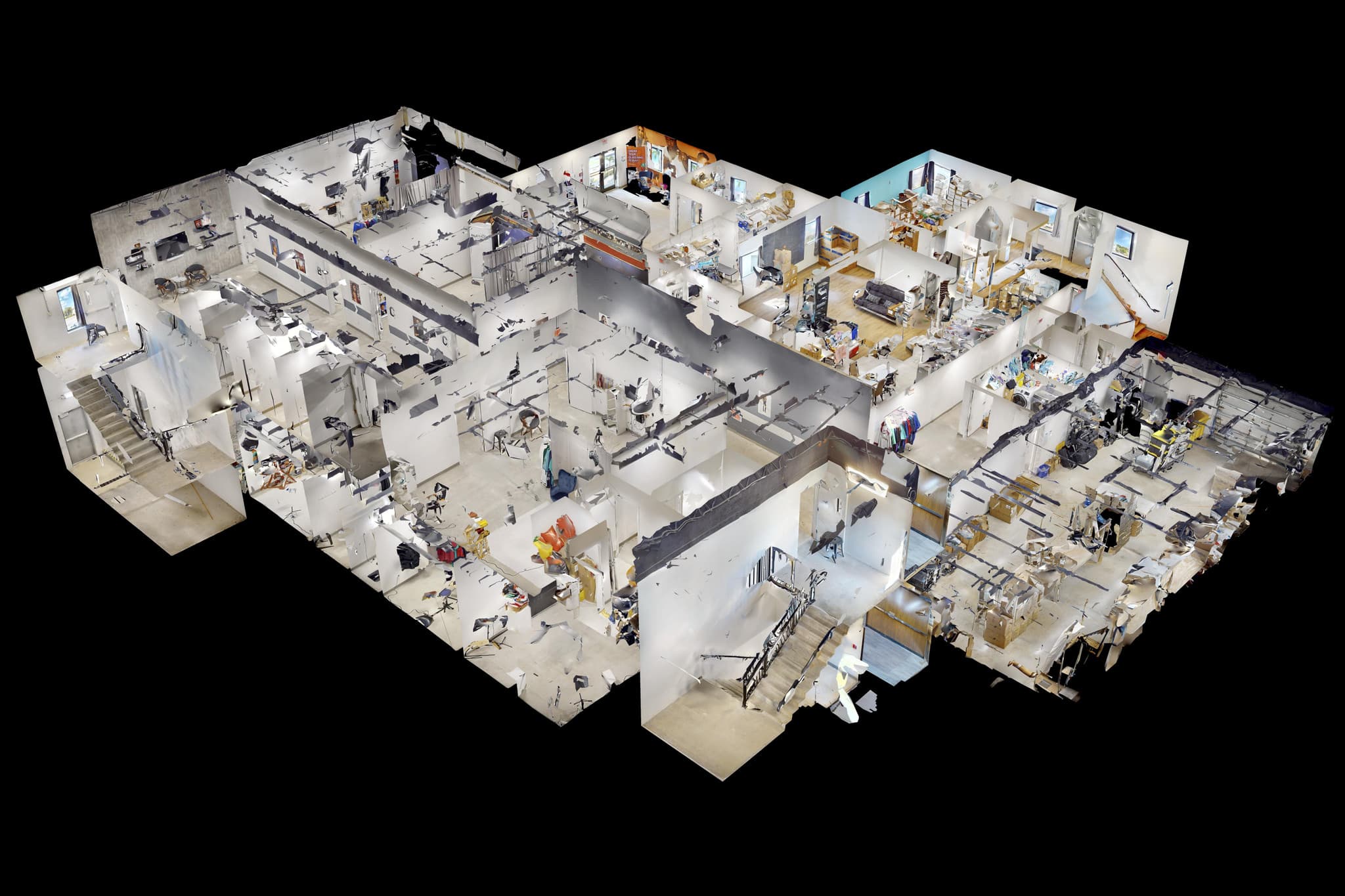 Matterport dollhouse view of a scanned property