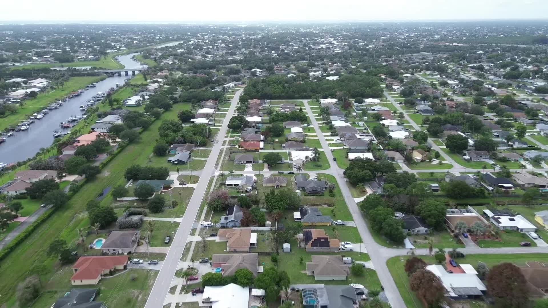 High aerial over the neighborhood