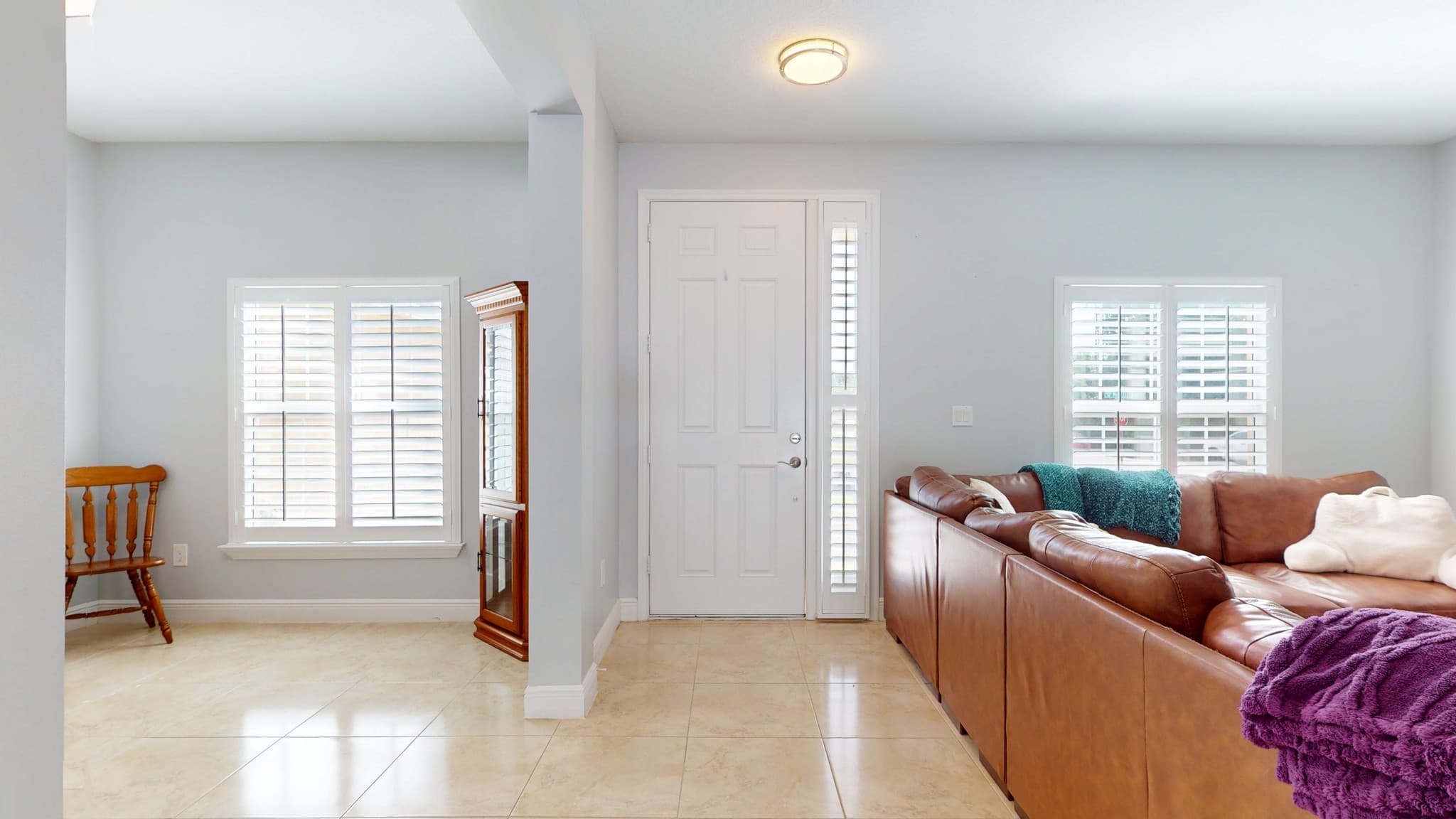 Living room with plantation shutters