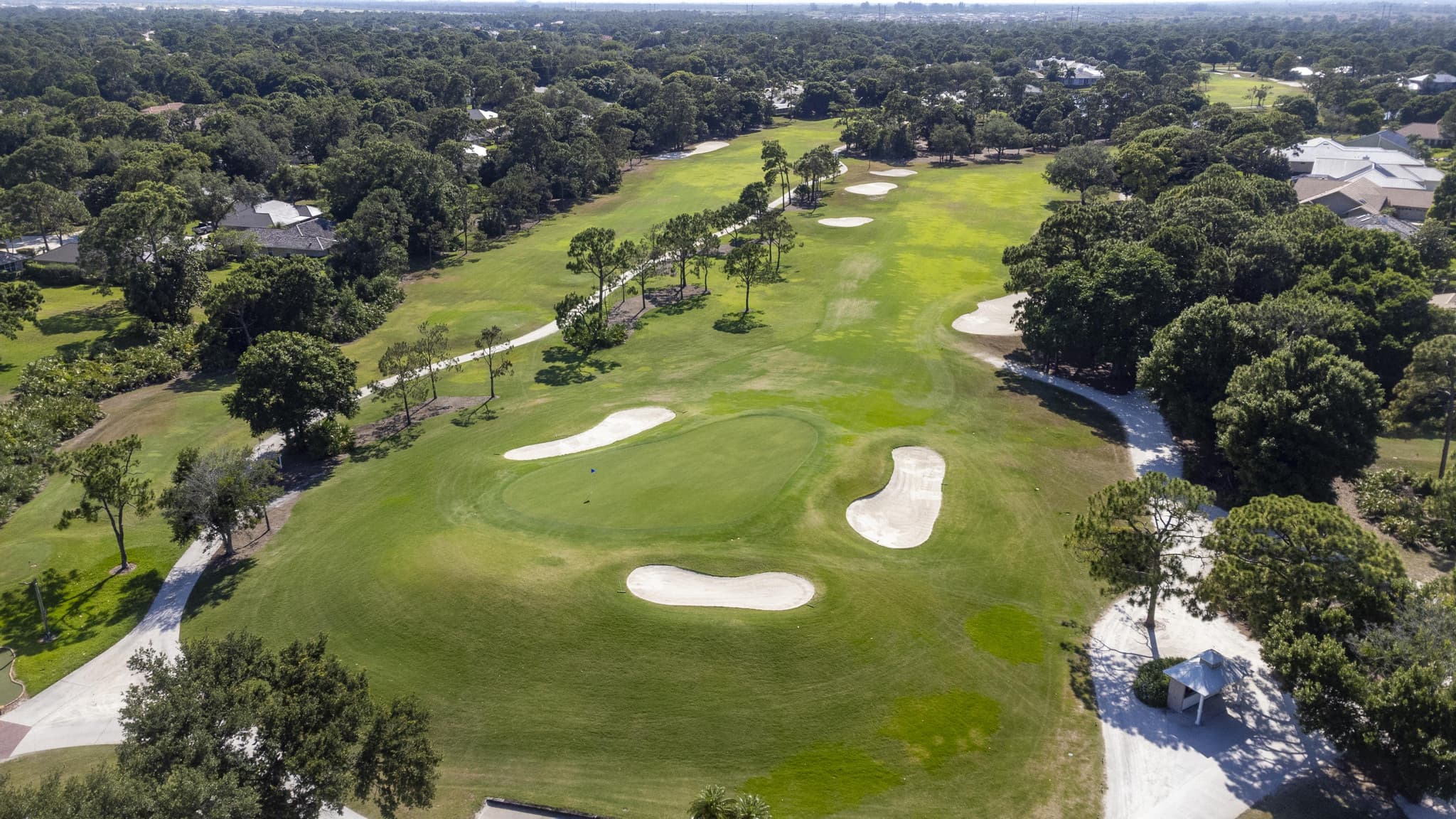 Drone aerial over a Florida golf community