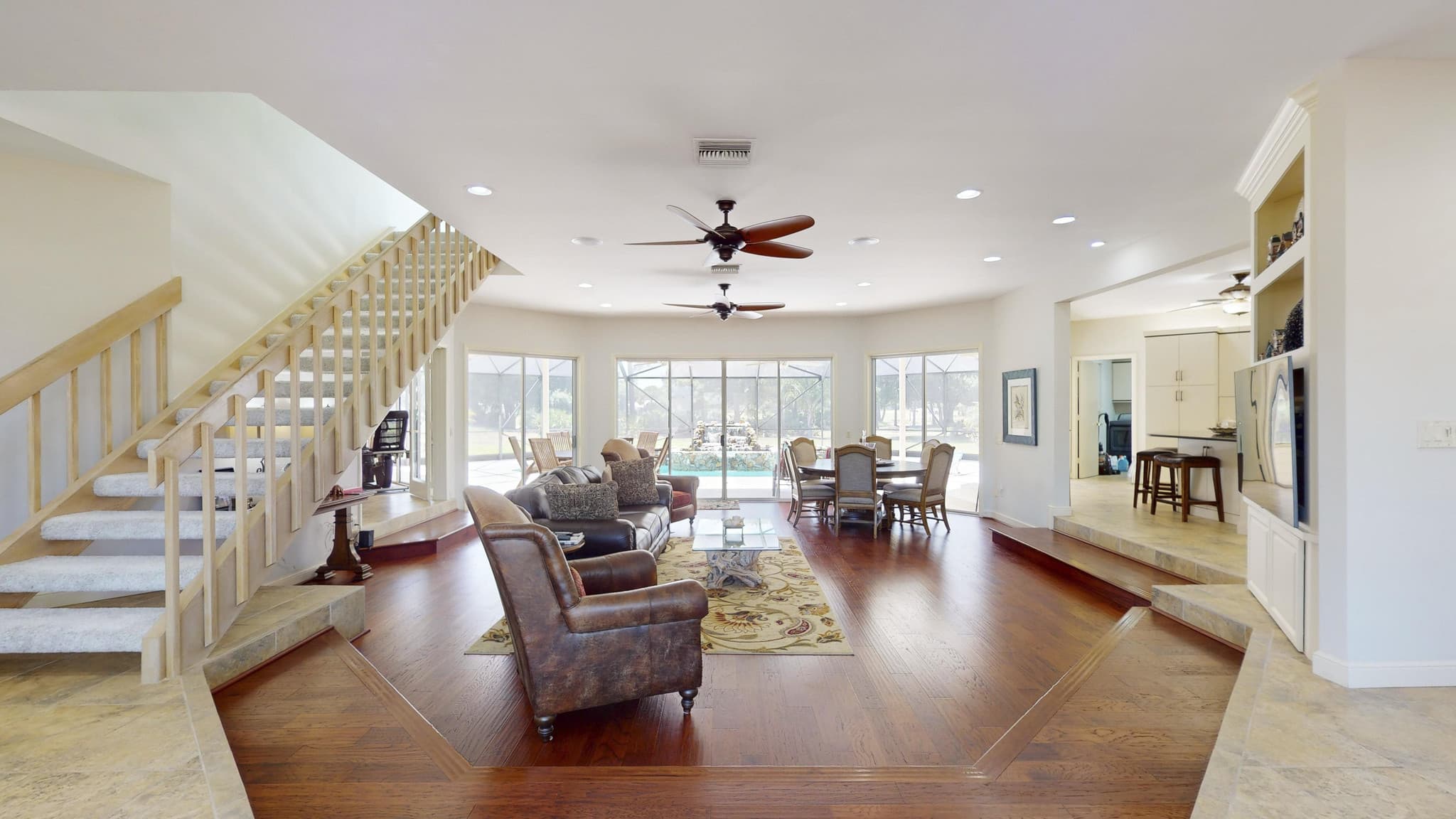 Great room photographed from the doorway angle